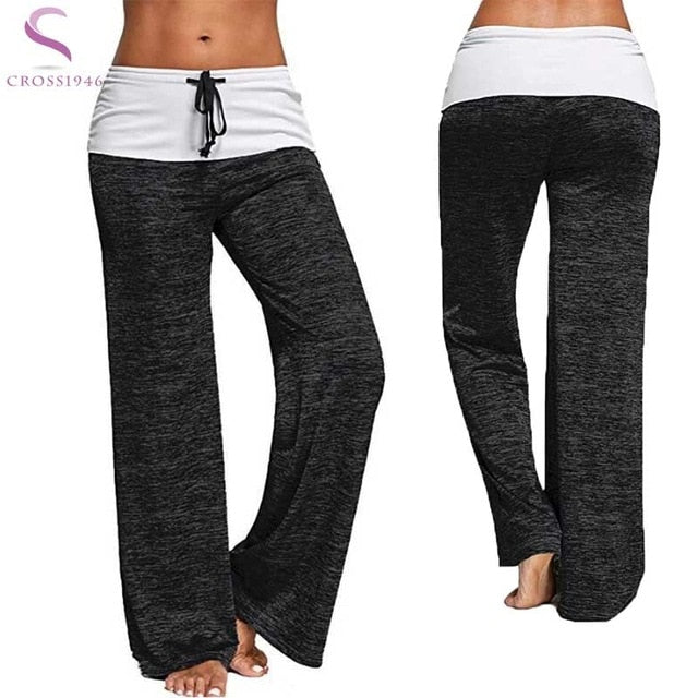 Women Sport Leggings Fitness Yoga Pants patchwork Wide Leg Fitness Leggins Clothing Loose Workout Trousers Sports Clothing suits - Active Hygiene Online