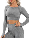 Women New Seamless Yoga Set Gym Clothing Fitness Leggings+Cropped Shirts Sport Suit Women Long Sleeve Tracksuit Active Wear - Active Hygiene Online