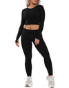 Women New Seamless Yoga Set Gym Clothing Fitness Leggings+Cropped Shirts Sport Suit Women Long Sleeve Tracksuit Active Wear - Active Hygiene Online