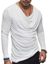 Sale Autumn Ruffle Men T-Shirt T Shirt Man T-Shirt Tops Long Sleeve Solid Color Gray White Black Male Tshirt Tee Shirt Q30 - Active Hygiene Online