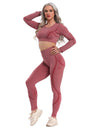 Women Seamless Gym Yoga Set Fitness Sports Suits Leggings Sport Women Fitness High Waist  Woman Push Up Leggings Long Sleeve - Active Hygiene Online