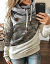 Gradient Print Patchwork Hooded Sweatshirt Women Drawstring Long Sleeve Harajuku Hoodie Autumn Winter Pocket Hoodies Sweatshirts - Active Hygiene Online